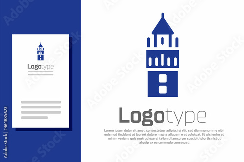 Blue Giralda in Seville Spain icon isolated on white background. Logo design template element. Vector