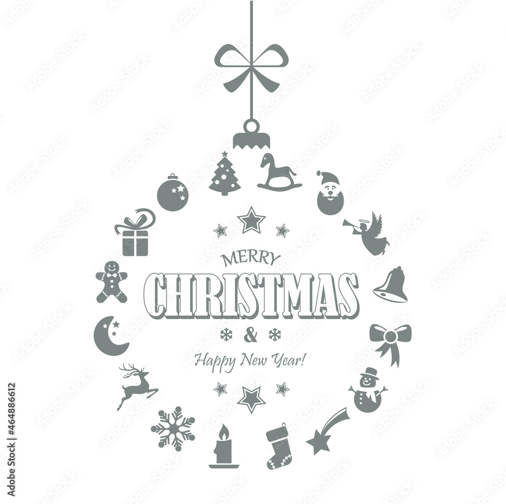 hanging bauble with christmas icons and greetings hanging bauble with christmas icons and greetings