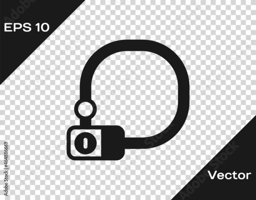 Black Bicycle lock U shaped industrial icon isolated on transparent background. Vector