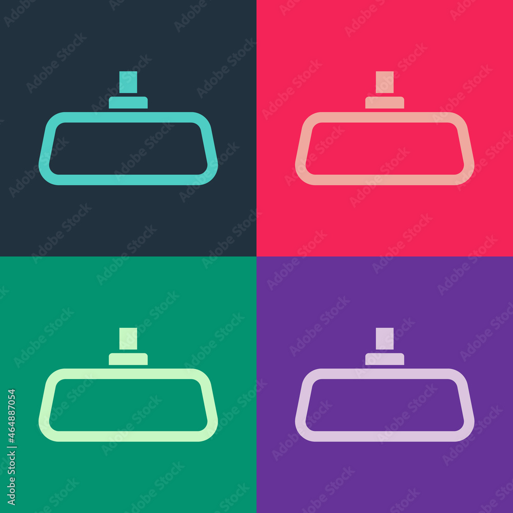 Obraz premium Pop art Car mirror icon isolated on color background. Vector