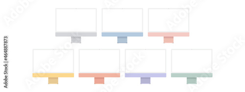 Set of Modern Flat Computer Monitors Isolated on White Background. Vector Illustration