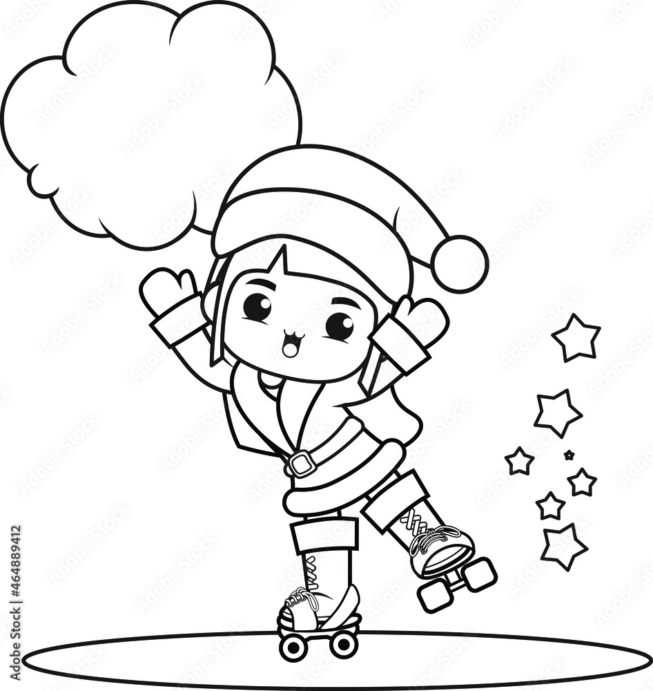 Obraz premium Christmas coloring book with cute girl