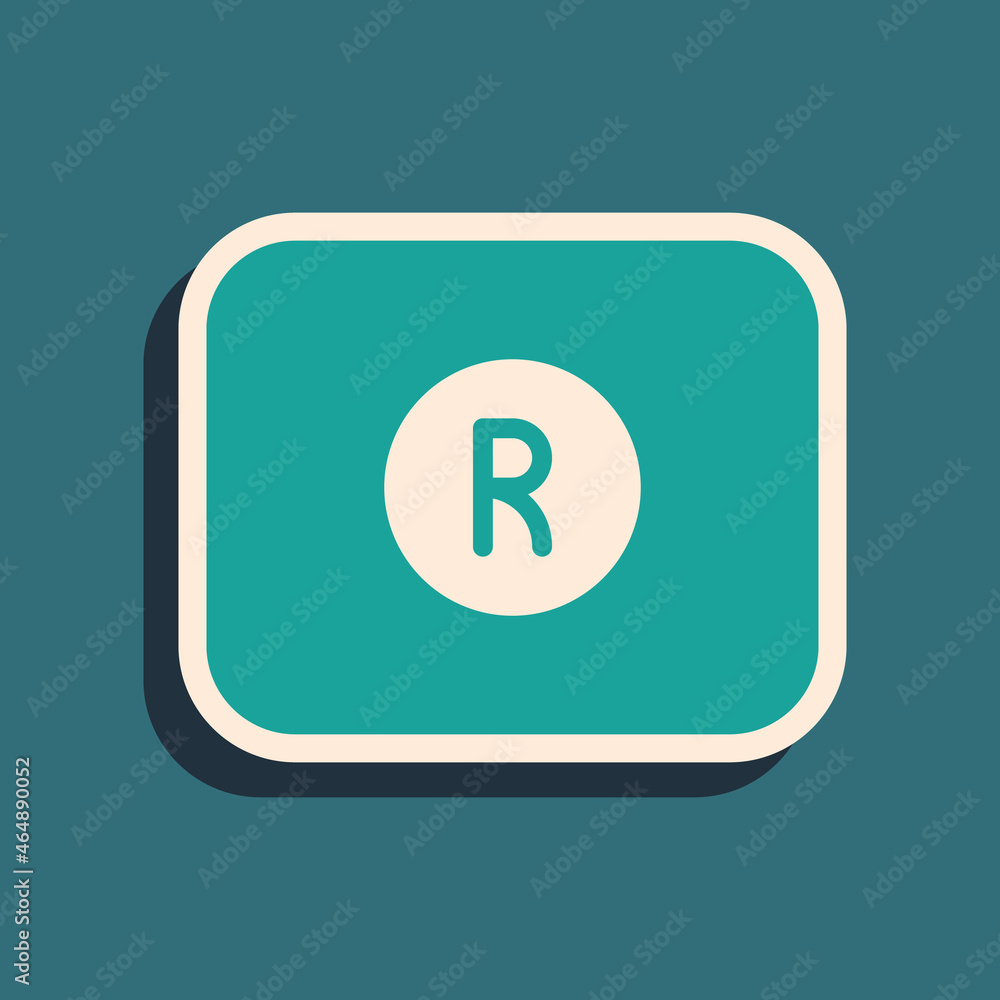 Green Record button icon isolated on green background. Rec button. Long shadow style. Vector Green Record button icon isolated on green background. Rec button. Long shadow style. Vector