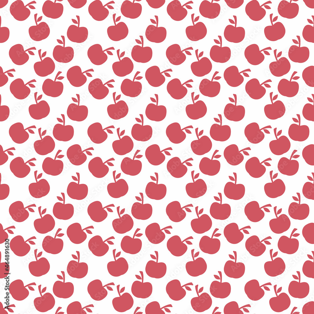 Watercolor seamless pattern with apples on the white background. Vector illustration. Hand drawn background.
