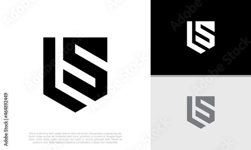 Initials LS logo design. Initial Letter Logo. Shield logo.	