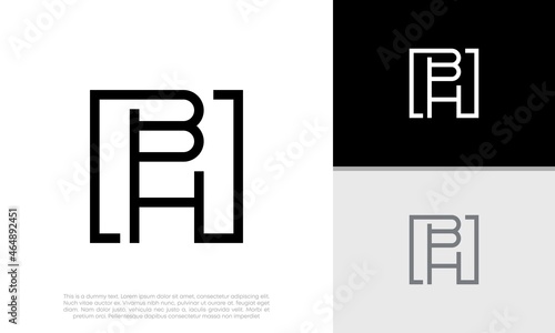 Initials BH logo design. Initial Letter Logo.	 photo