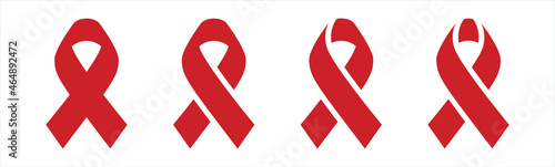 Awareness red ribbon icon and breast cancer sign, Aids icon vector illustration.