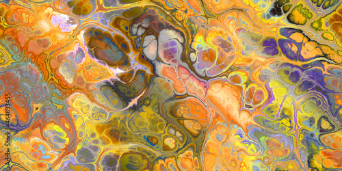 melted colors complex marbled seamless tile - orange multicolored; for backgrounds, book arts, end papers, other printed items photo