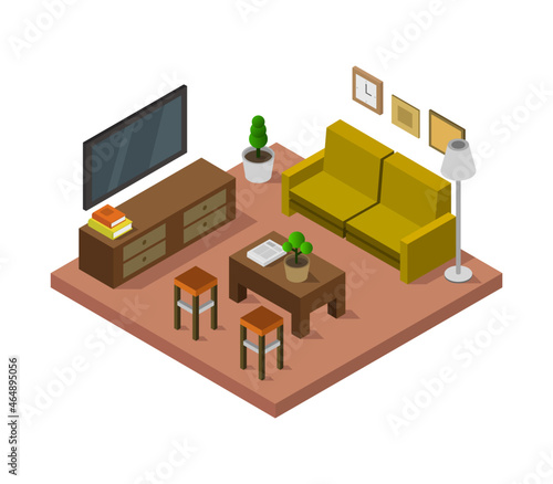 Isometric lounge room