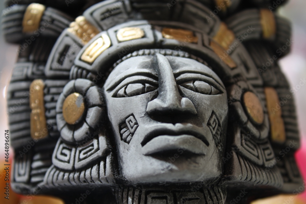 Rostro de figura artesanal prehispánica - cultura maya escultura de