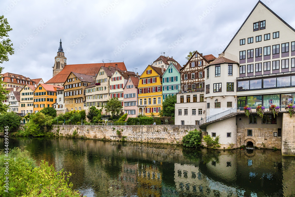 Tubingen, Germany. Picturesque old buildings on the banks of the Neckar