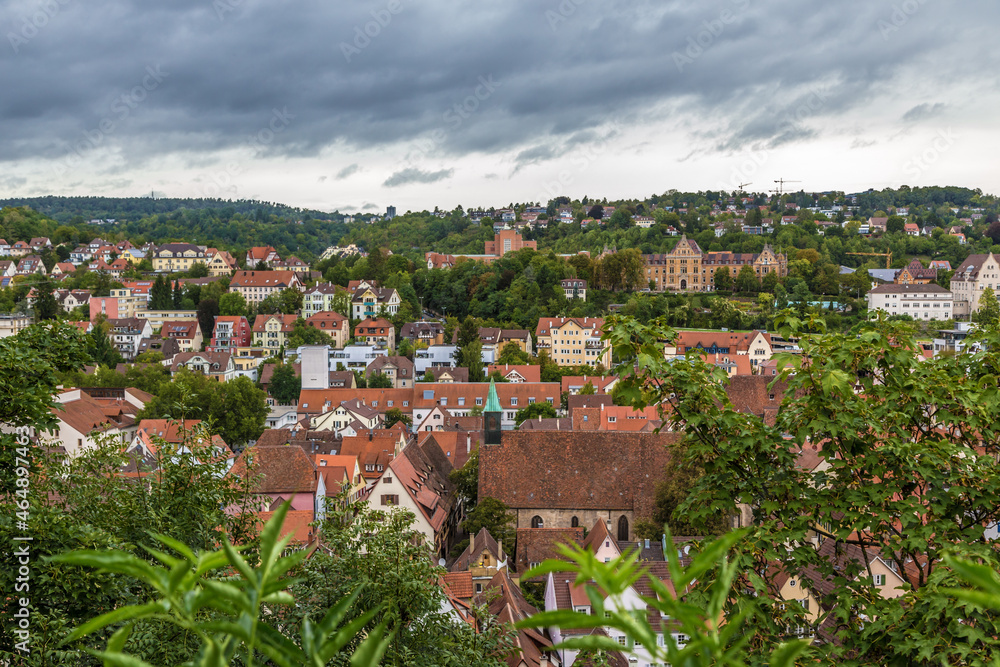 Tubingen, Germany. Scenic view of the old town from the castle hill