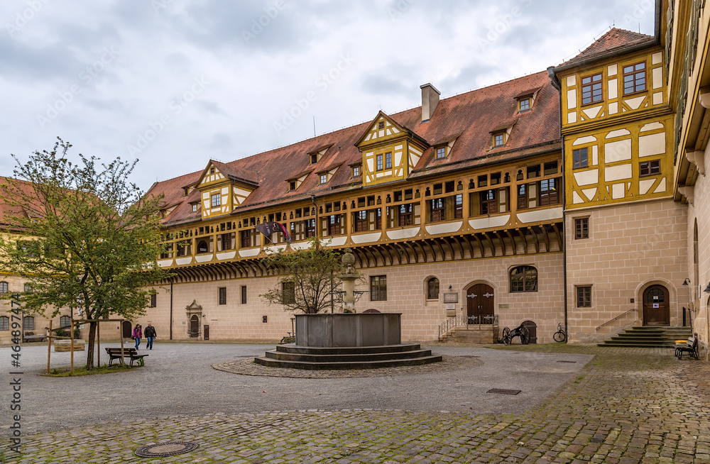 Fototapeta premium Tubingen, Germany. The inner courtyard of a medieval castle, now occupied by the university