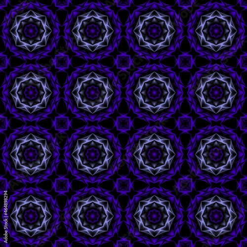 Gray and blue on the black. Motion Graphics Pattern. Fractal Animation. Abstract Kaleidoscope Background.