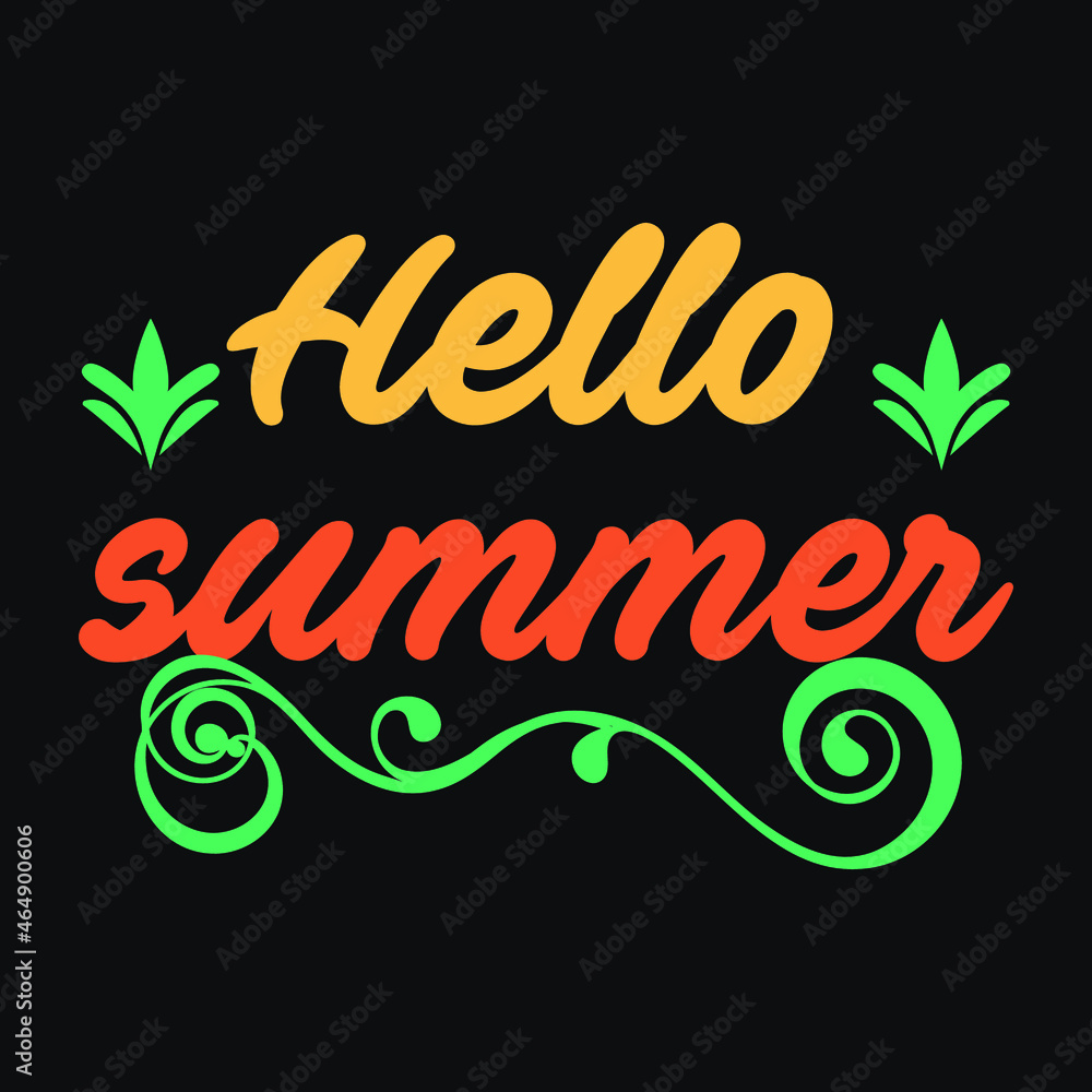 Hello Summer Text Hand Lettering  Print