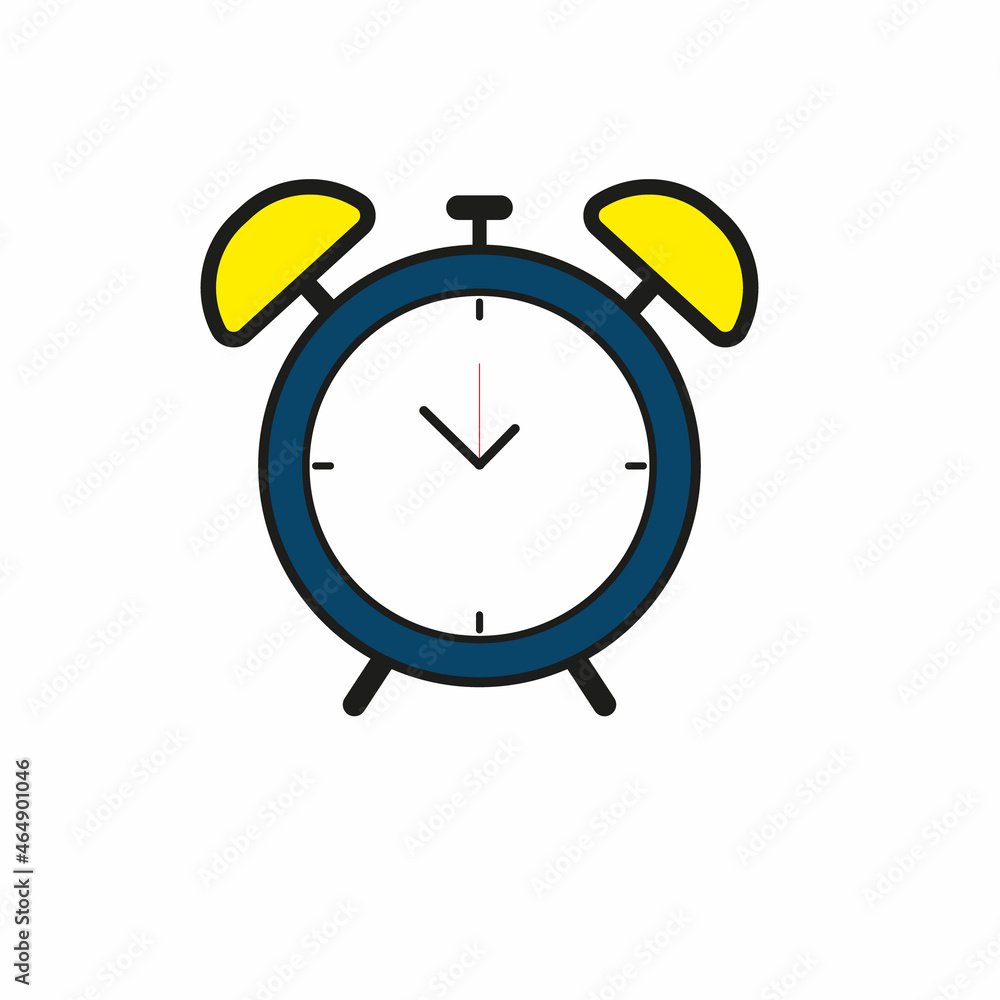 Alarm clock icon with long shadow. Flat design style. Clock silhouette. Simple icon. Modern flat icon in stylish colors. Web site page and mobile app design element. Alarm clock icon with long shadow. Flat design style. Clock silhouette. Simple icon. Modern flat icon in stylish colors. Web site page and mobile app design element.