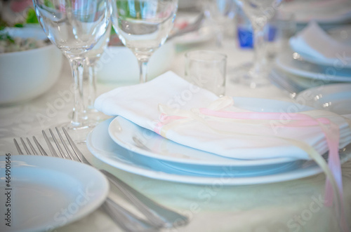 Obraz na płótnie White wedding table setting w salonie