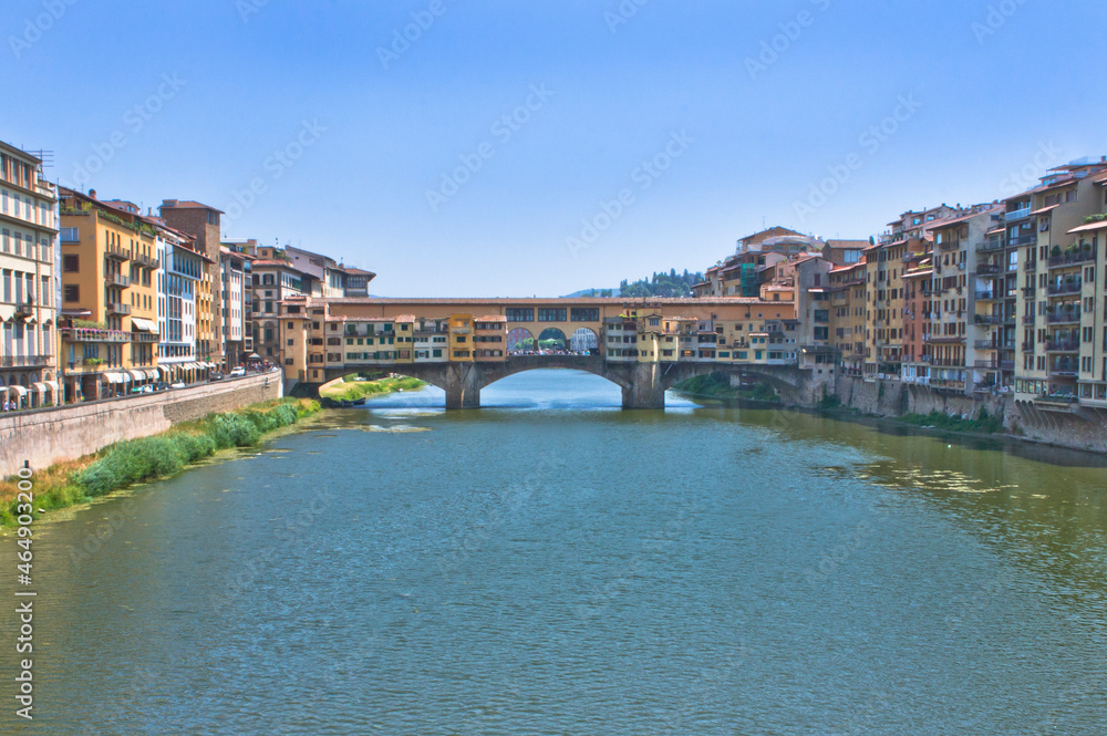Florence, Ponte Vecchio, Old city view by the river, Italy, Europe