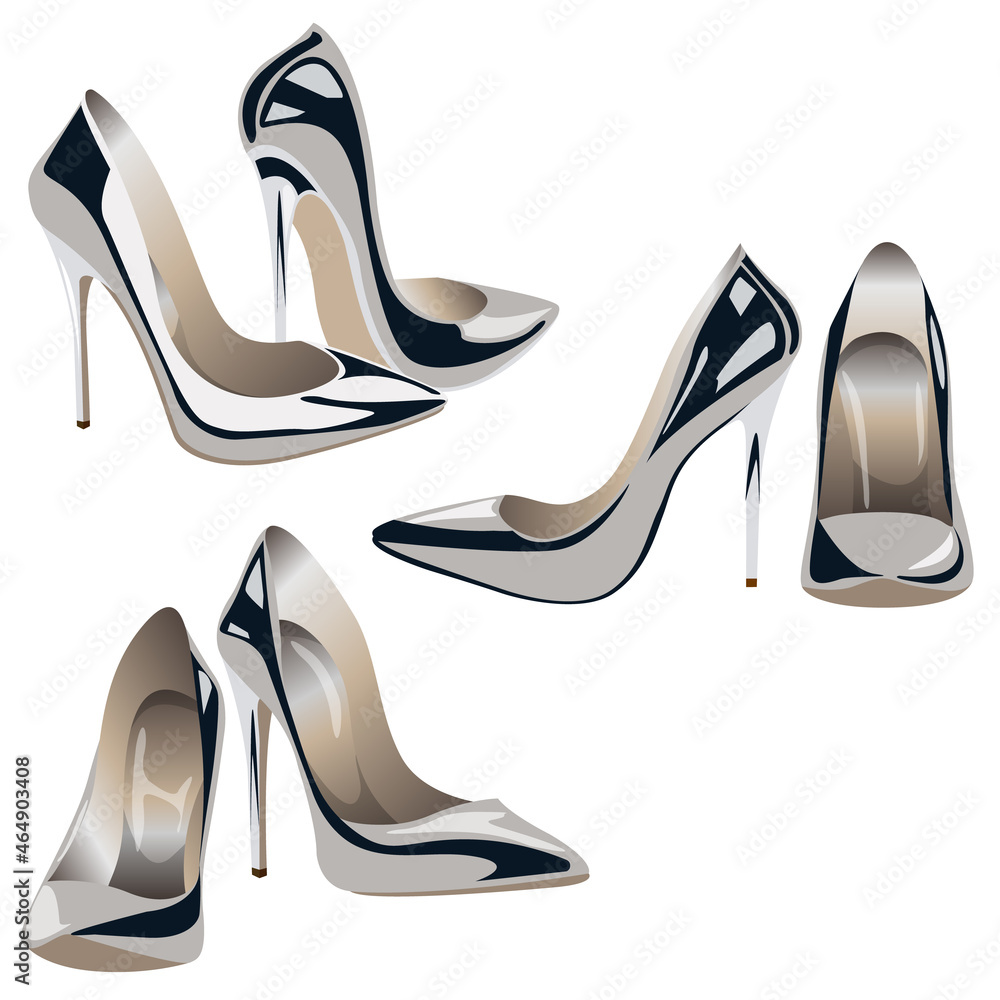 Vector High Heel Shoes With Metal Stiletto Stock Illustration