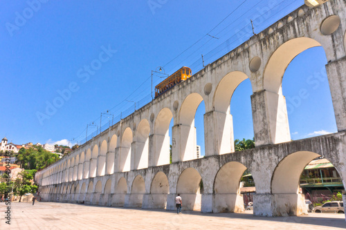 Rio de Janeiro, Lapa Arches, Old city street view, Brazil, South America