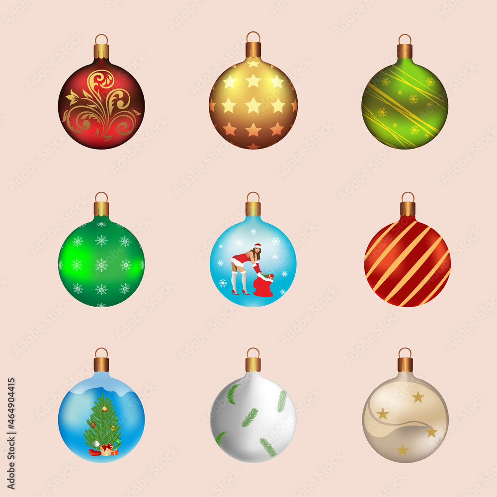 A set of Christmas balls for the Christmas tree A set of Christmas balls for the Christmas tree