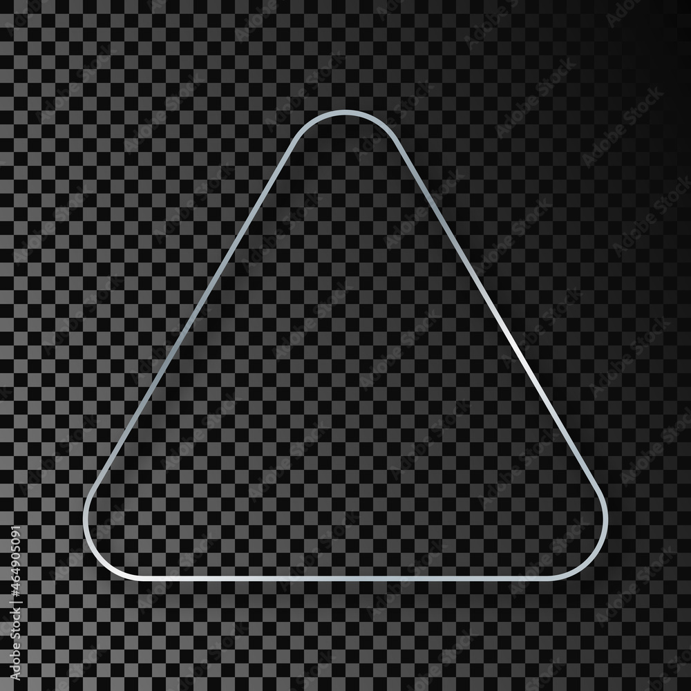Silver glowing rounded triangle frame with shadow Silver glowing rounded triangle frame with shadow