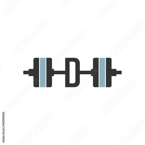 Letter D with barbell icon fitness design template