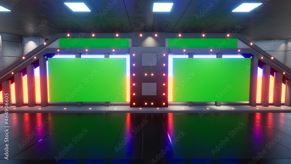 Backdrop For TV Shows .TV On Wall.3D Virtual News Studio Background, 3d illustration
Backdrop For TV Shows .TV On Wall.3D Virtual News Studio Background, 3d illustration
