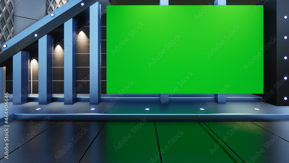 Backdrop For TV Shows .TV On Wall.3D Virtual News Studio Background, 3d rendering
Backdrop For TV Shows .TV On Wall.3D Virtual News Studio Background, 3d rendering
