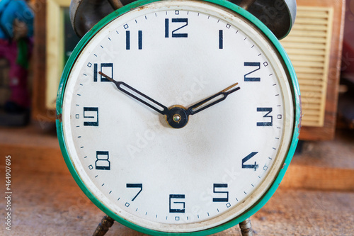 clock, alarm clock,Old Vintage antique clock, Retro styled clock, time concept. Close-up