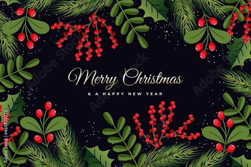 flat christmas tree branches background vector design illustration
