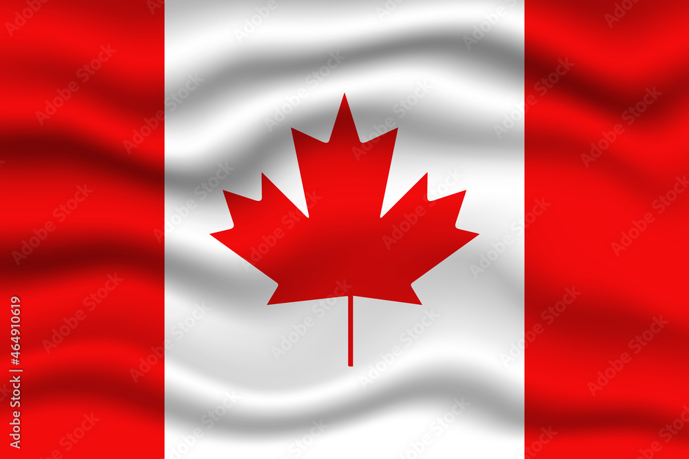 Canada wave on flag realistic effect. Fabric textile waving on wind effect vector illustration Canada wave on flag realistic effect. Fabric textile waving on wind effect vector illustration