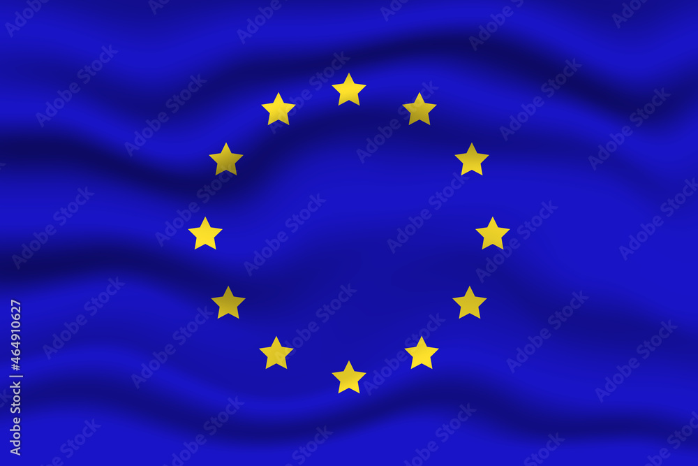 EU European Union wave on flag realistic effect. Fabric textile waving on wind effect vector illustration EU European Union wave on flag realistic effect. Fabric textile waving on wind effect vector illustration