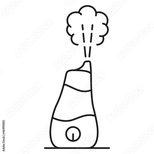 Humidifier distributes steam.Outline vector illustration.Air humidification and purification.