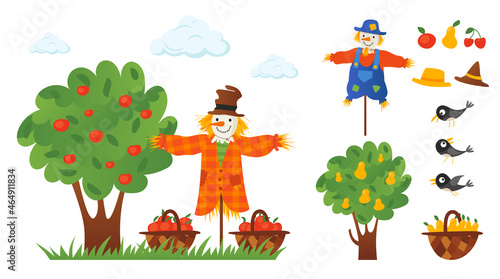 scarecrow bird hand draw