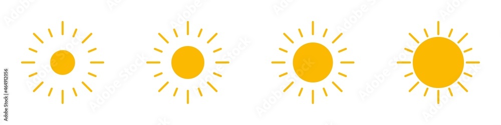 Sun icons set. Illustration. Flat style. Sun icons set. Illustration. Flat style.