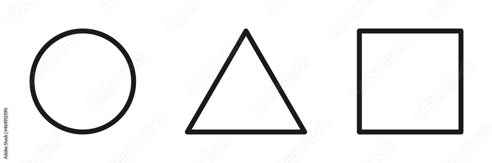 Shapes - circle, triangle and square. Contours of geometric shapes. Illustration. Shapes - circle, triangle and square. Contours of geometric shapes. Illustration.