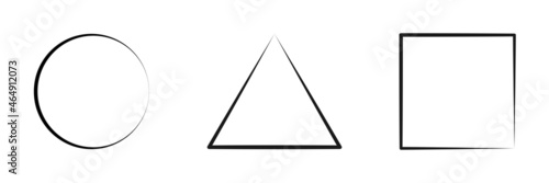 Shapes - circle, triangle and square. Contours of geometric shapes. Illustration.