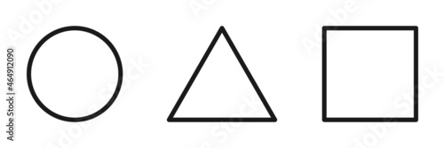 Shapes - circle, triangle and square. Contours of geometric shapes. Illustration.