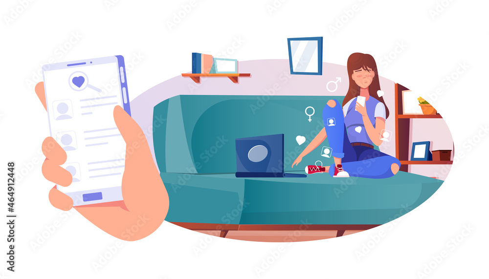 Obraz premium Online Girl Date Composition