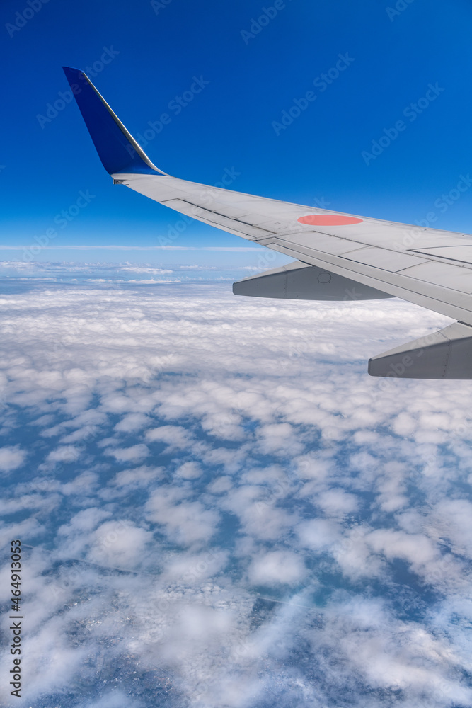 Fototapeta premium 日本の空の旅 機窓風景ウイングレットと雲海