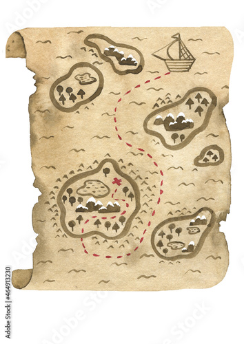 pirate map with path to treasure