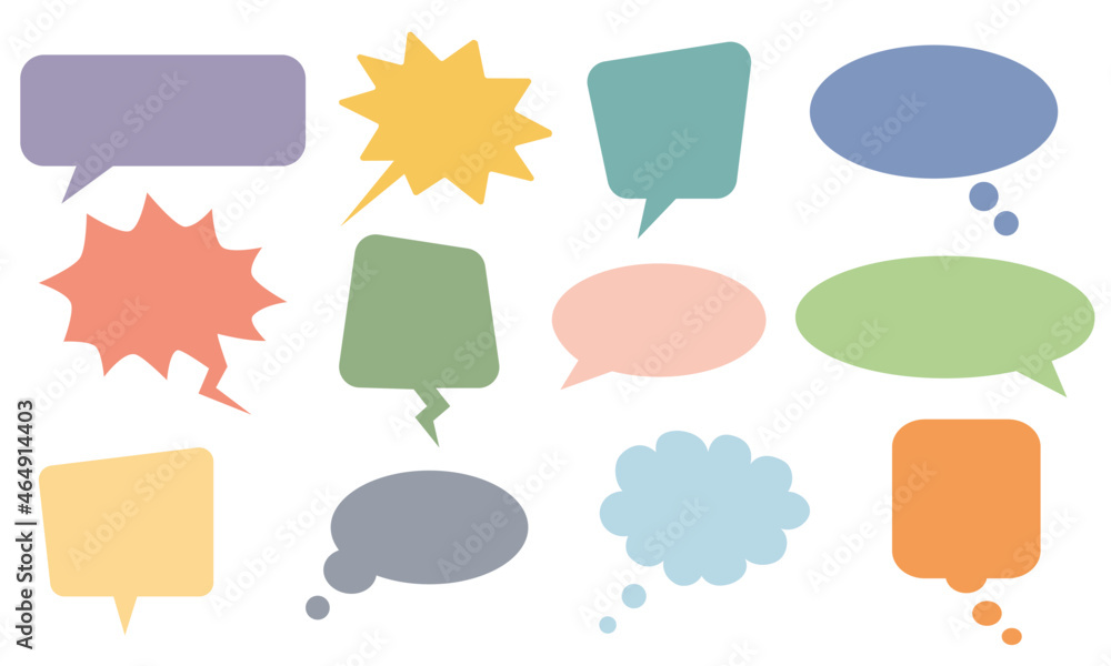 Speech bubbles colorful icons. Social media message, comic bubbles and chat. Think sticker, Comment speech and talk bubble icons. colorful set. Vector set of speech bubbles in cartoon style Speech bubbles colorful icons. Social media message, comic bubbles and chat. Think sticker, Comment speech and talk bubble icons. colorful set. Vector set of speech bubbles in cartoon style