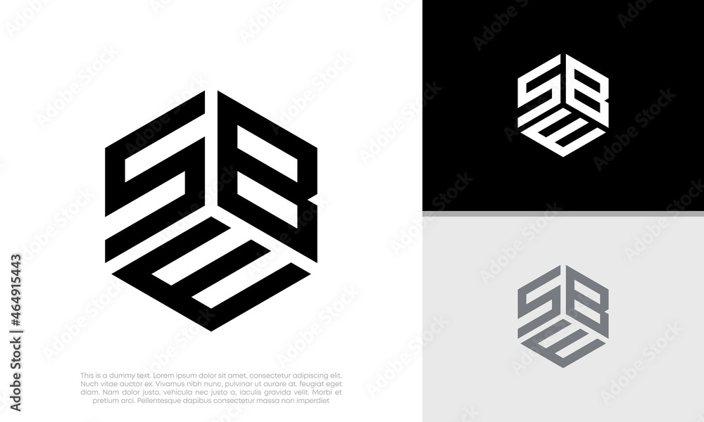 Initials SBE. SEB logo design. Initial Letter Logo. Hexagon logo design. Initials SBE. SEB logo design. Initial Letter Logo. Hexagon logo design.