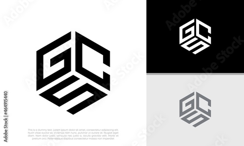 Initials GSC. GCS logo design. Initial Letter Logo. Hexagon logo design. 