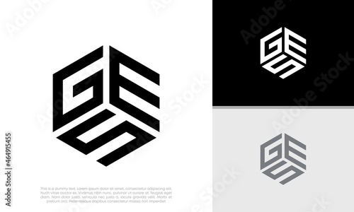 Initials GES. GSC logo design. Initial Letter Logo. Hexagon logo design.	