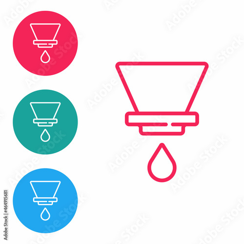 Red line V60 coffee maker icon isolated on white background. Set icons in circle buttons. Vector
