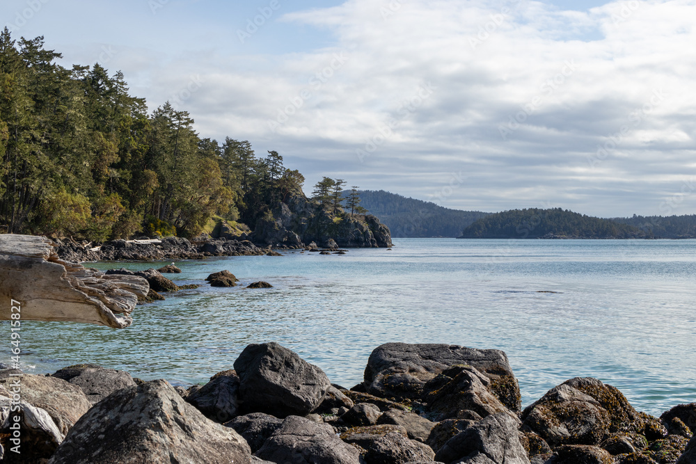 pacific northwest coastal landscape at East Sooke Regional Park on Vancouver Island in Canada