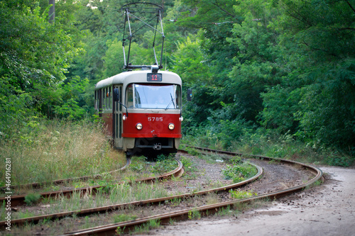 Red forest tram