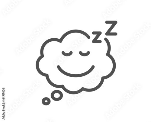 Sleep line icon. Night rest sign. Comic speech bubble with smile symbol. Quality design element. Linear style sleep icon. Editable stroke. Vector